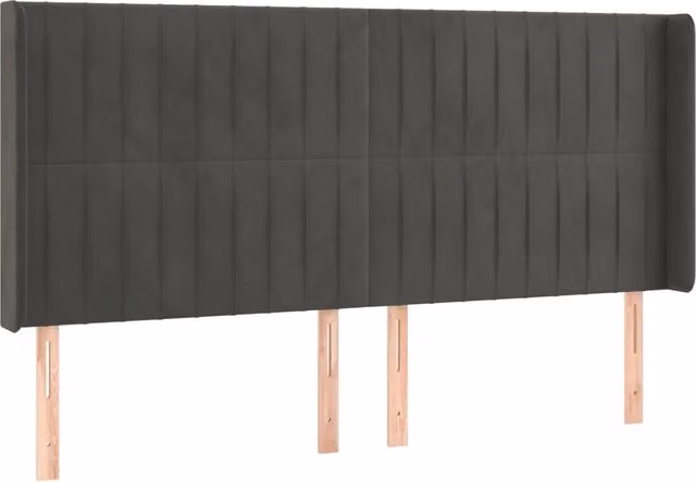 Testiera | Testata ad Orecchio GrigioScuro 163x16x118/128cm in Velluto