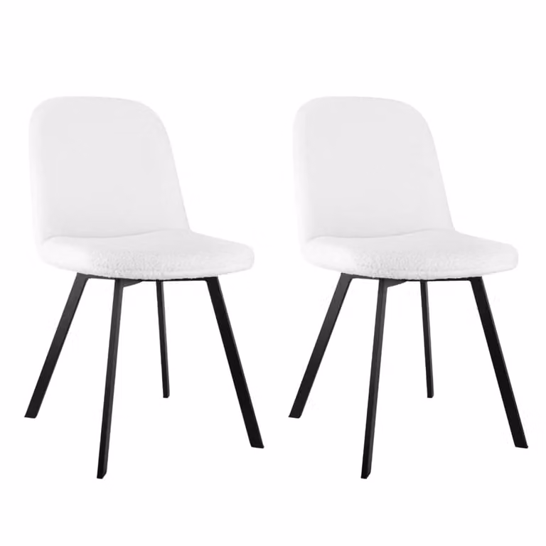 Sedia da pranzo AIORBER, set di 2, tessuto teddy, sedia imbottita con schienale, robusta e durevole, per sala da pranzo, soggiorno, 44 x 41 x 84 cm, bianco
