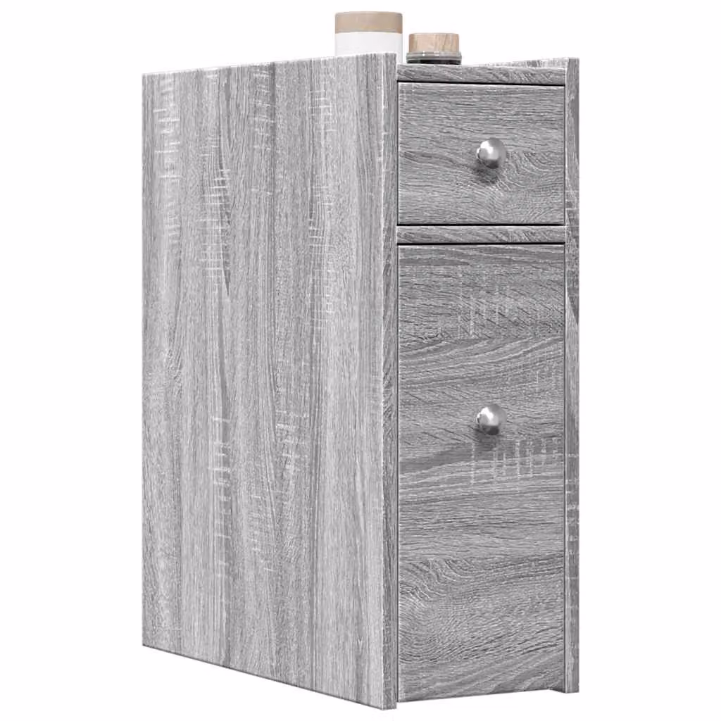 vidaXL Armadietto da Bagno con Ruote Grigio, con Ripiani e Cassetti Interni