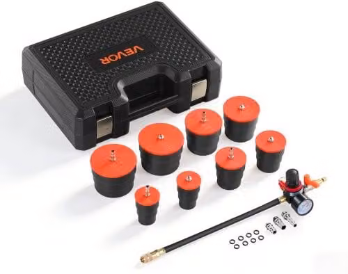 VEVOR Set Tester Perdite Sistema Turbo, Tester di Perdite per Turbocompressore per Veicoli, Kit Utensili Ispezione Tenuta di Pressione Sistema Turbo Manometro Valvola 0-5,5 Bar, 4 Adattatori in Nylon