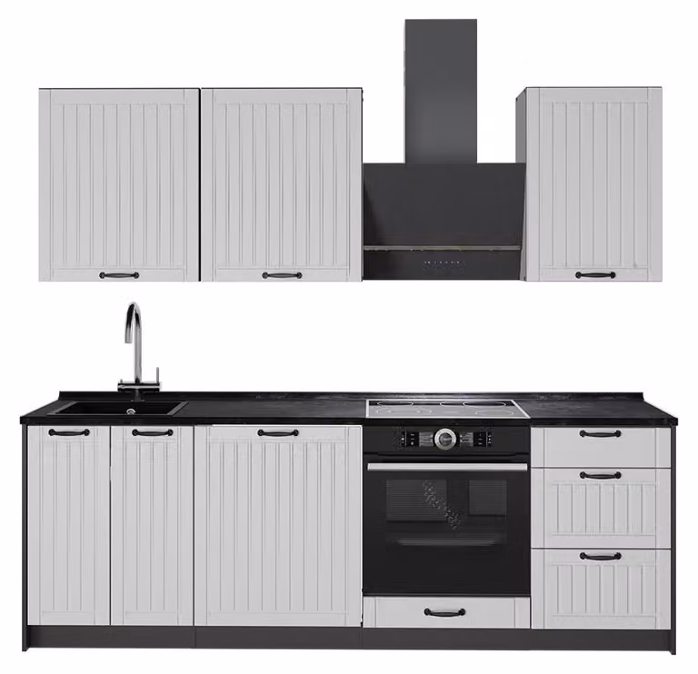 Cucina componibile Vicco Fame-Line Bianco rustico/Antracite 230 cm senza piano di lavoro, Model 63973