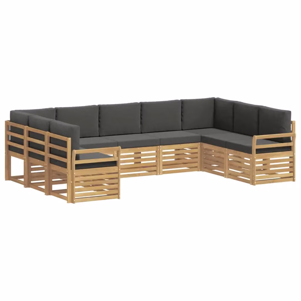 Set di divani da giardino vidaXL in legno di acacia massello con cuscini grigi e marroni – 2