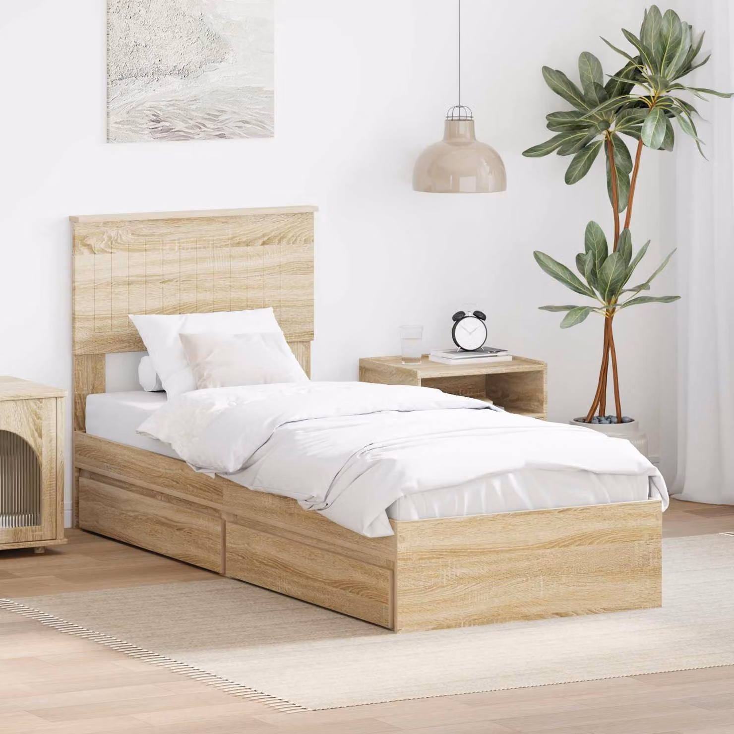 Letto con contenitore e cassetto vidaXL in Rovere Sonoma, colore marrone, L 75 x P 190 cm