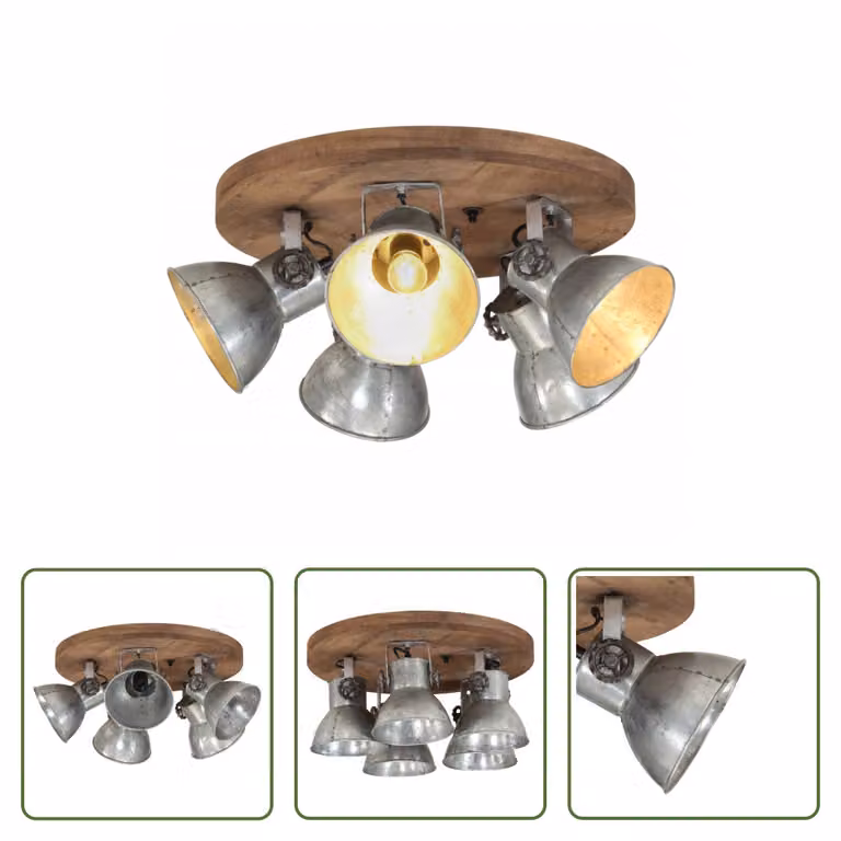 The Living Store Lampada da soffitto 25 W argento vintage 50x50x25 cm E27