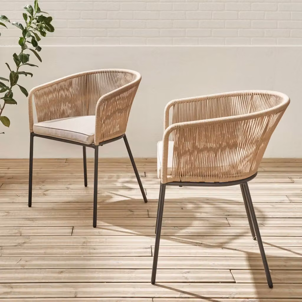 Set di 2 poltrone da giardino moderne Sweeek in corda e metallo, colore antracite matt – 2