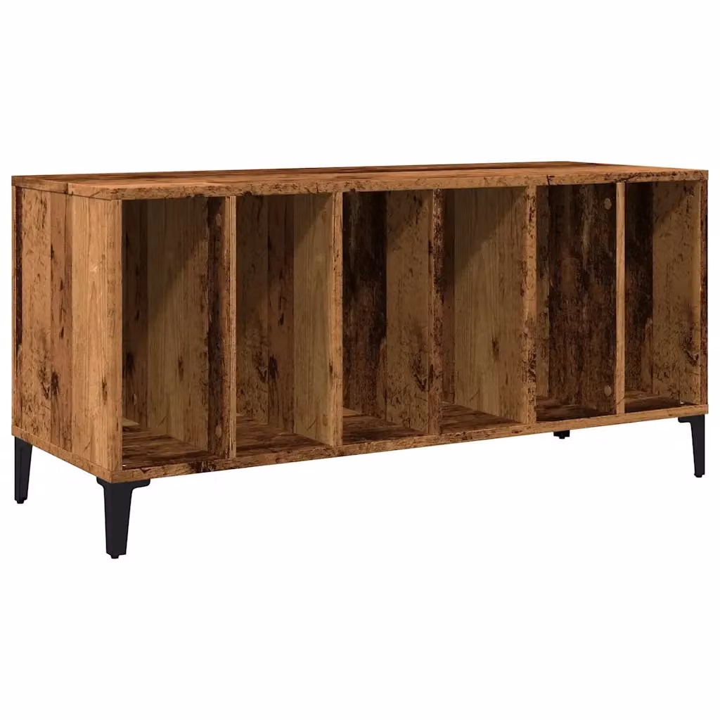 Mobile Porta Dischi in Stile Industrial vidaXL in Legno e Metallo, Colore Marrone, L 100 x P 38 x H 48 cm – 2