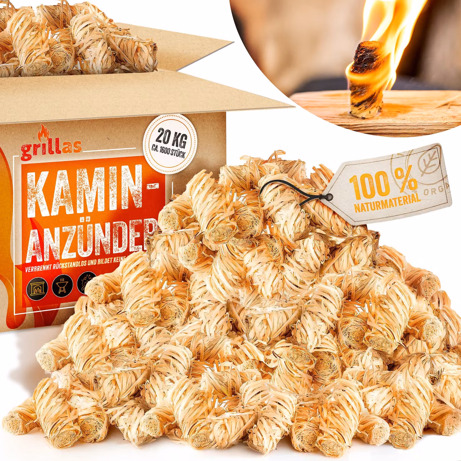 grillas®starter per camino lana di legno accendifuoco per barbecue 20 kg