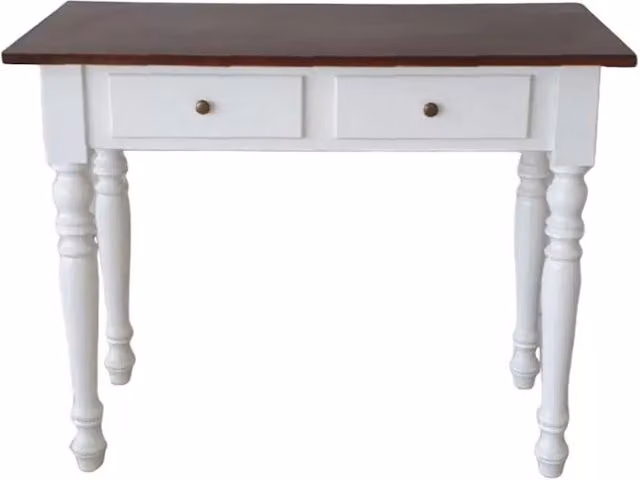 Scrivania Mobili 2G bicolore bianco e noce con 2 cassetti L: 105 cm, P: 55 cm, H: 78 cm – 3