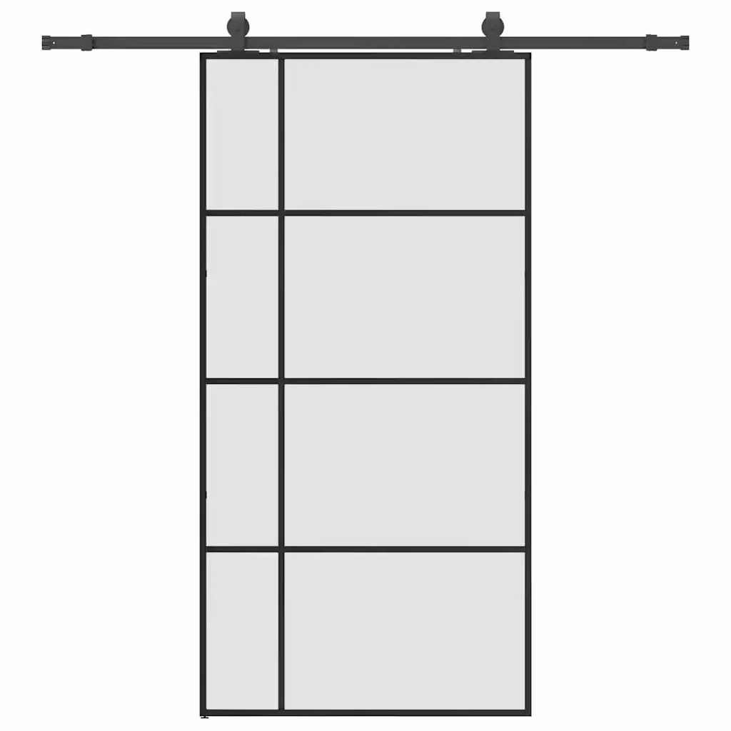 Porta Scorrevole Moderna VIDAXL in Vetro Trasparente con Telaio in Alluminio Nero L: 102,5 cm, H: 205 cm – 2