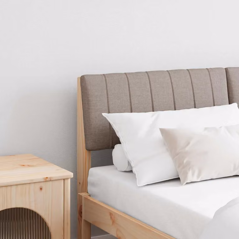 Testiera imbottita Talpa vidaXL in pino massello beige per letto da 140 cm