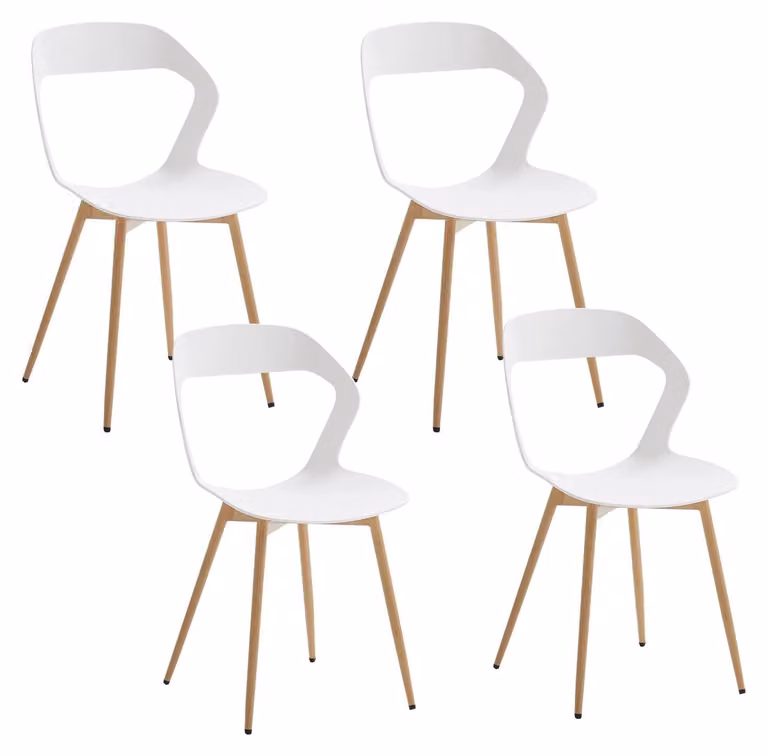 Sedia da pranzo - Set di 4 sedie in plastica bianca dal design scandinavo moderno, ideali per l'arredamento interno