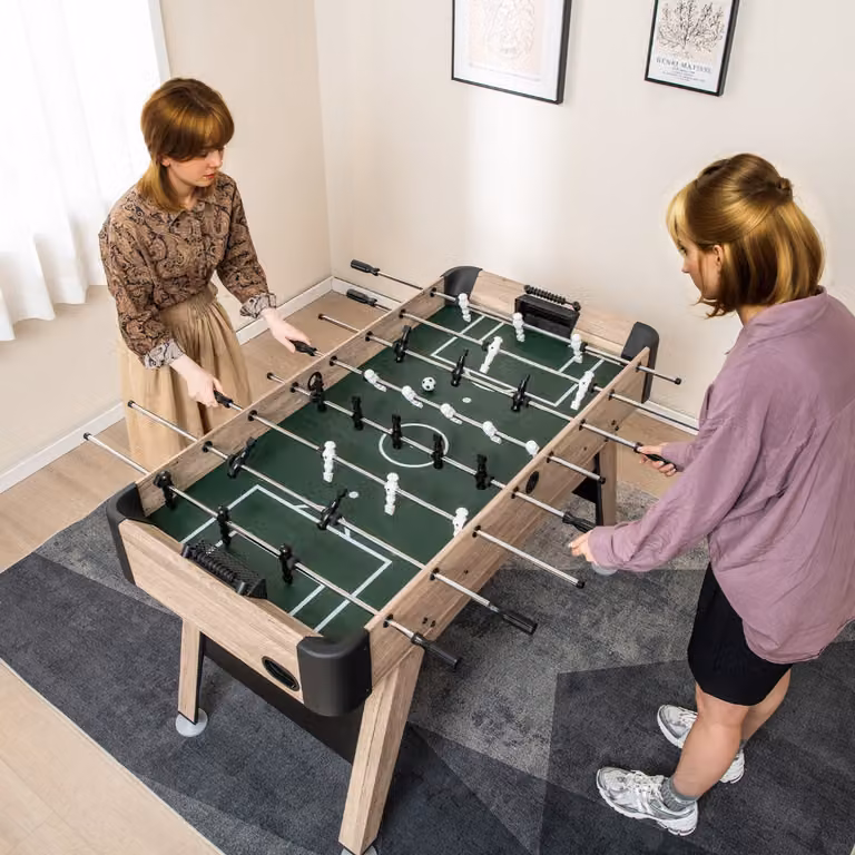 Tavolo Calcio Balilla Costway Naturale con 26 Giocatori e Livelli Regolabili, L: 137 cm