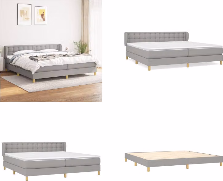 vidaXL Letto a molle con materasso in tessuto grigio chiaro 200x200 cm - Letto a molle - Boxspringbetten - Bett - Schlafzimmermöbel