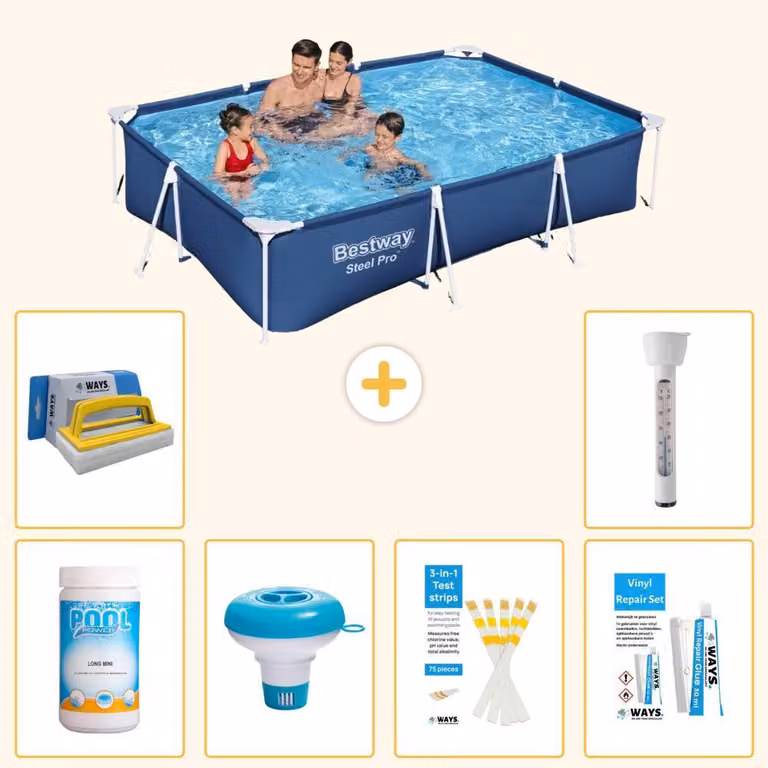 Bestway Steel Pro, piscina rettangolare - 300x201x66 cm - 7 pezzi - Modello S22298