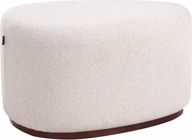 Pouf Beliani in tessuto beige chiaro, sgabello imbottito versatile per camera da letto o soggiorno, L: 78 cm, P: 45 cm, H: 45 cm