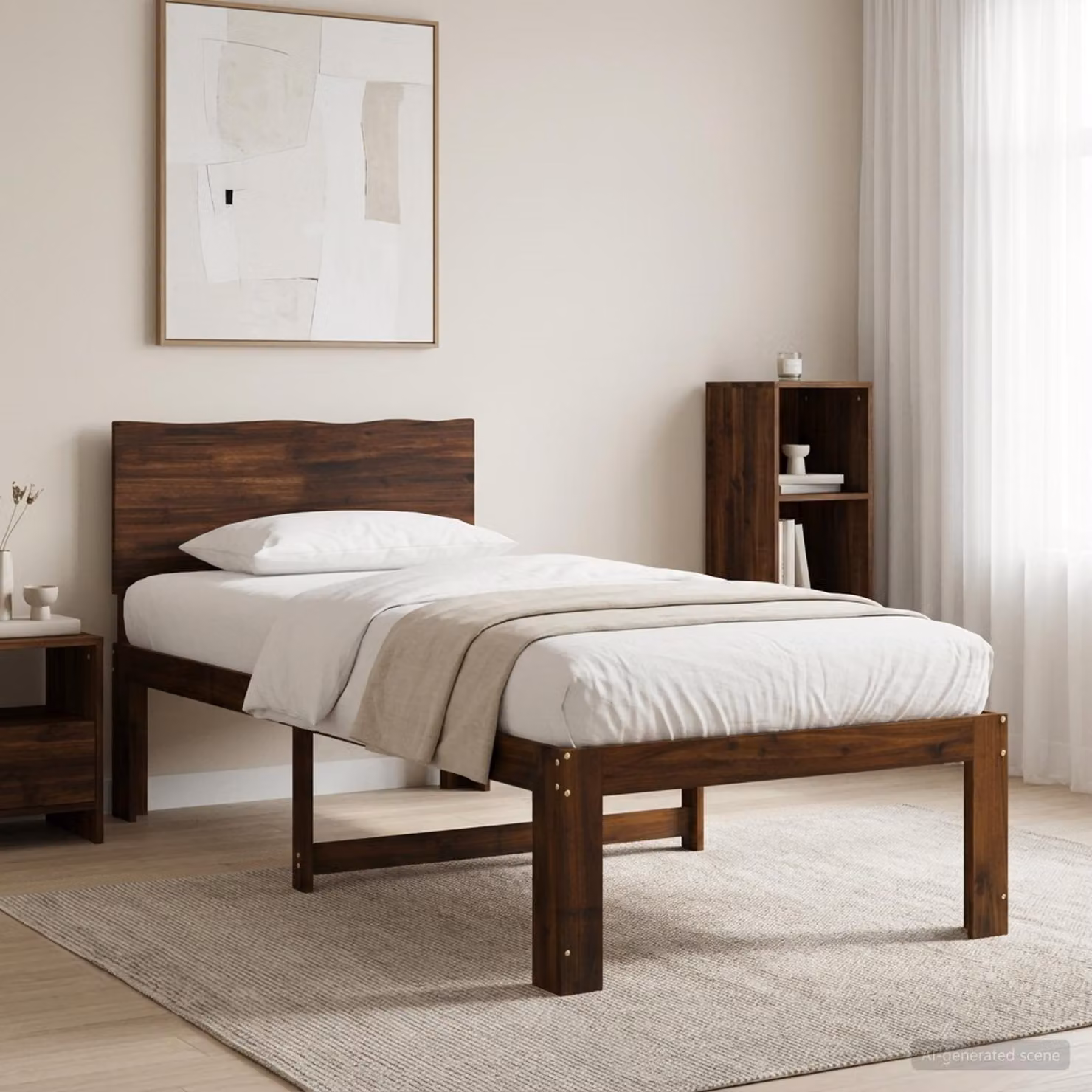 Letto Singolo con Testiera vidaXL ROSTOCK in Legno di Acacia Marrone Scuro L/P/H: 200 x 80 x 140 cm
