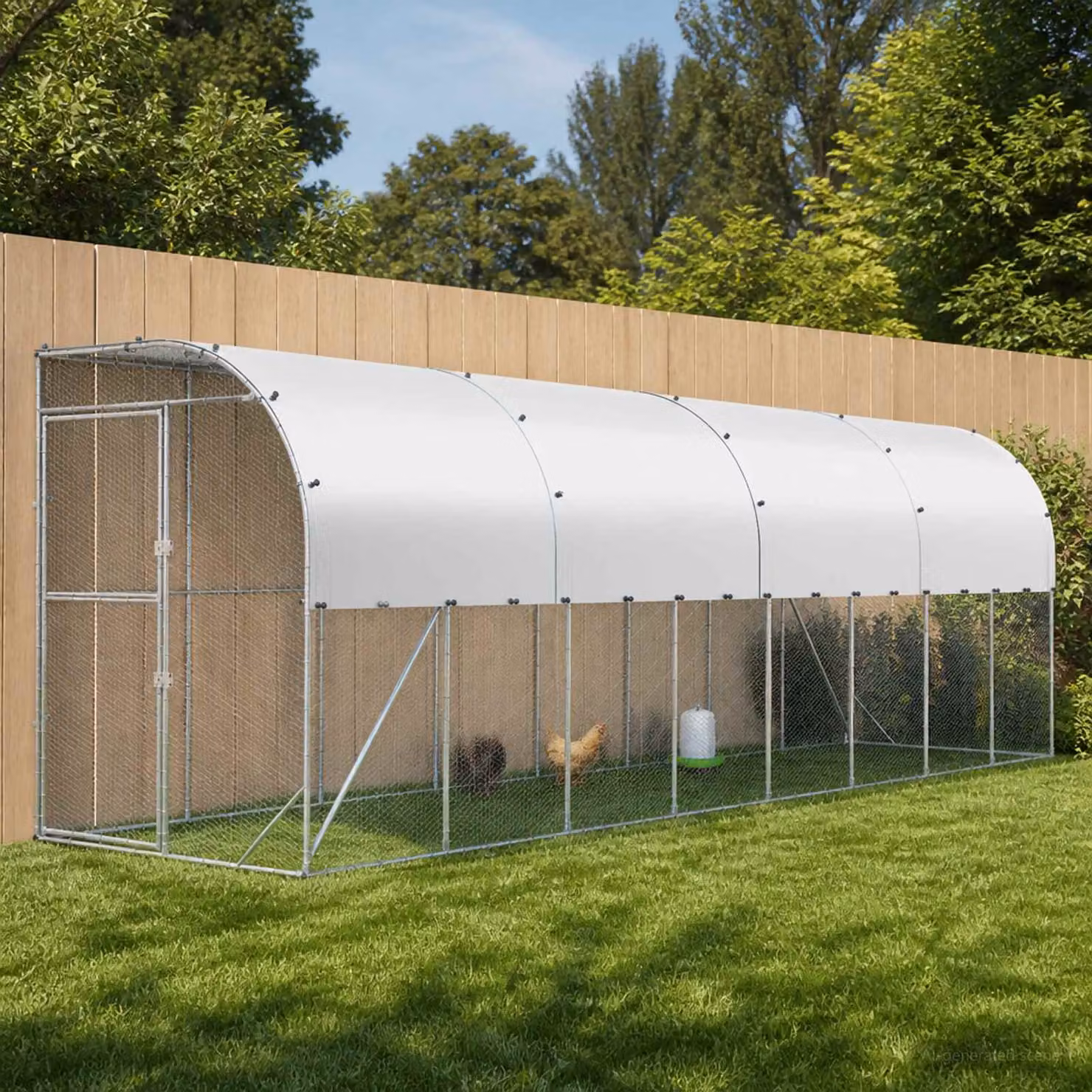 vidaXL Gabbia per Polli Contro il Muro Argento 600 x 150 x 215 cm