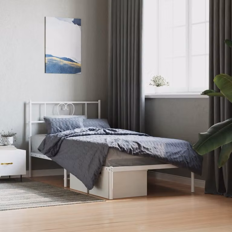 vidaXL Giroletto con Testiera in Metallo Bianco 90x200 cm