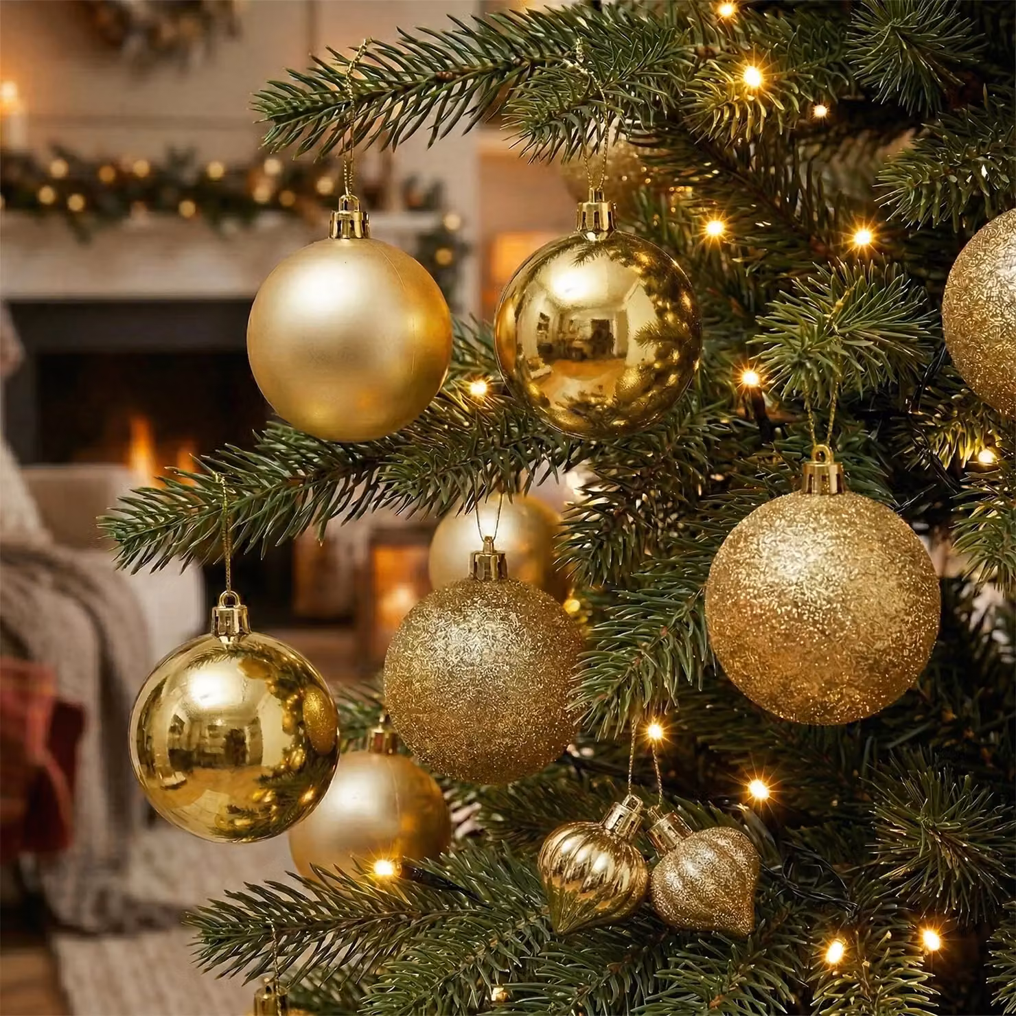 Set di decorazioni natalizie Vestiamo Casa in oro e argento, composto da 18 pezzi tra palline, pendenti e puntale per l'albero – 2