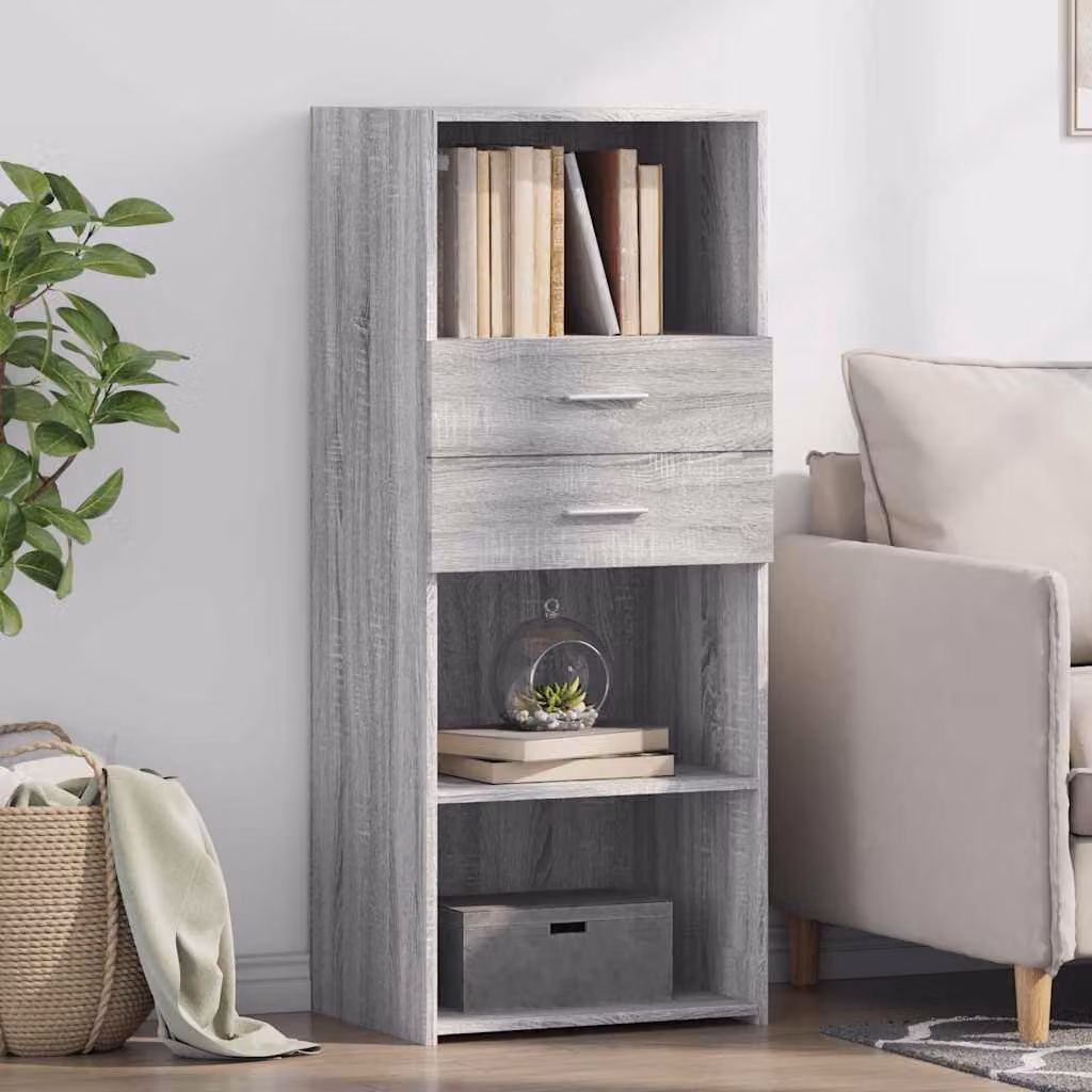 Credenza moderna vidaXL in legno multistrato e MDF, colore Grigio Sonoma, L 50 cm x P 42,5 cm x H 124 cm