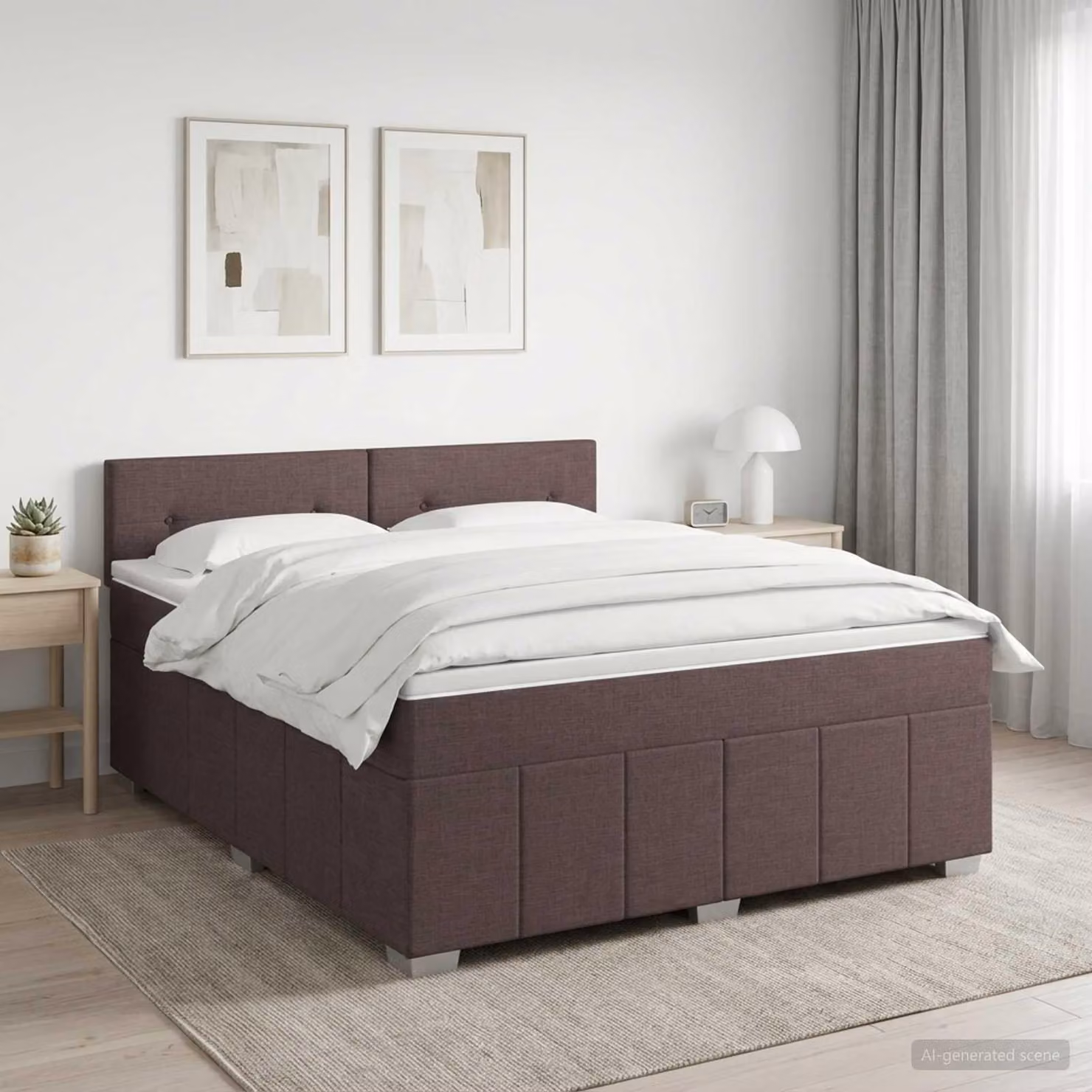 Maison Exclusive - Letto boxspring con materasso marrone scuro 140 x 200 cm Tessuto