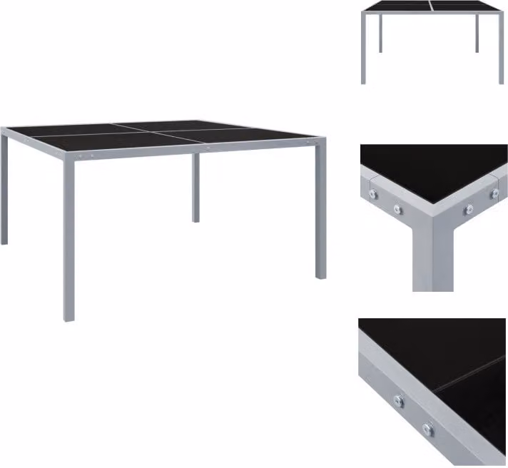 vidaXL Tavolo da giardino 130x130x72 cm grigio acciaio e vetro - Tavoli da giardino