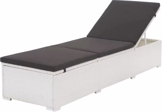 Lettino prendisole Outsunny in resina intrecciata con cuscino bianco per giardino e terrazzo