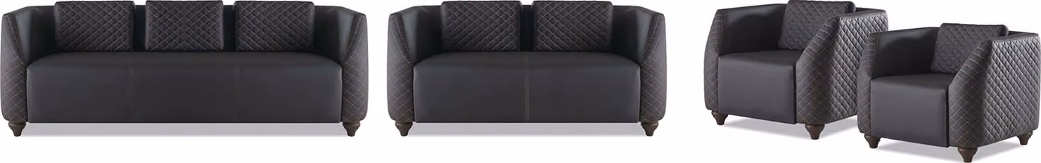 Sofagarnituren 3-Sitzer 2-Sitzer Sessel Schwarz Ledersofas Polster Couch