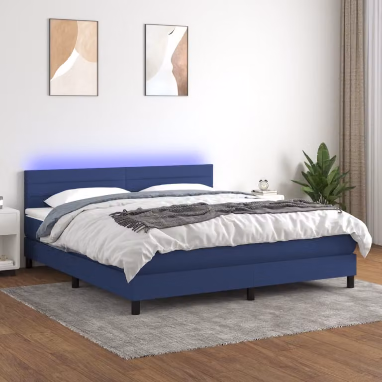 Maison Exclusive - Letto a Molle con Materasso e LED Blu 160x200 cm in Tessuto