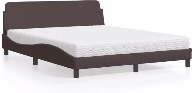 Letto con Materasso Dover vidaXL in Tessuto Marrone e Bianco L/P/H: 200 x 160 x 218 cm – 2
