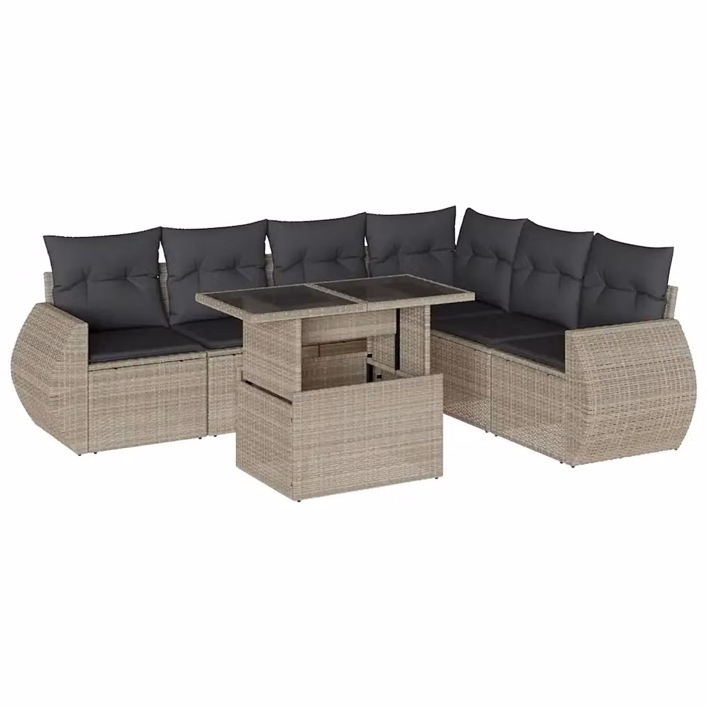Set da giardino vidaXL composto da 7 pezzi con cuscini in polyrattan colore grigio antracite – 2