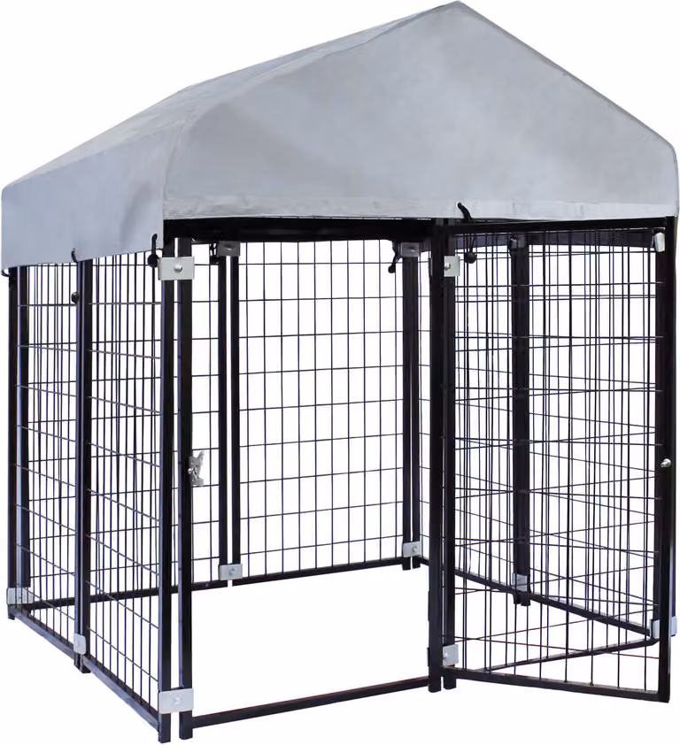 Cuccia per cani Wiltec con tetto 121 x 121 x 137 cm, cuccia per cani con tettoia parasole, robusta casetta per cani da esterno con barre in acciaio