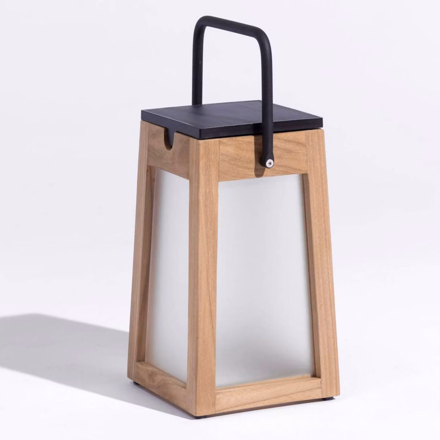 Les Jardins Lanterna LED solare Tecka portatile, teak 25 cm Tecka, dimmerabile, Legno chiaro, Legno, Lampade solari