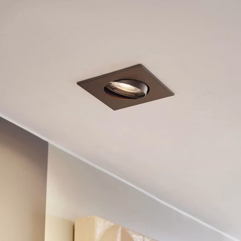 PRIOS Luci da incasso Fibur, bronzo opaco, 9 cm, GU10, confezione 10 Fibur PRIOS, dimmerabile, Bronzo / Ottone antico, Soggiorno / Sala da pranzo, Metallo, Moderno