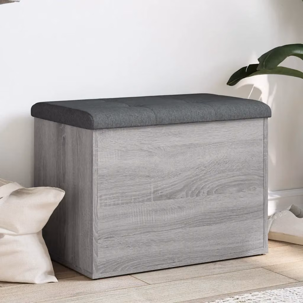 Panca portaoggetti con scarpiera vidaXL in legno e tessuto, colore grigio, L: 62 cm, P: 42 cm, H: 45 cm