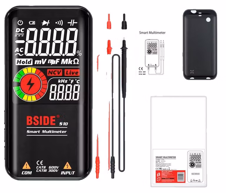 Multimetro digitale, selezione automatica dell'intervallo, batteria ricaricabile, batteria AAA da 1,5V (tipo S10)