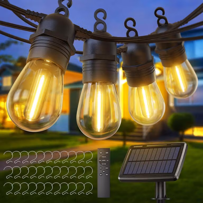 Catena luminosa solare per esterni - 31 metri - Con telecomando - Grado di protezione IP65 (resistente all'acqua) - Connessione USB-C