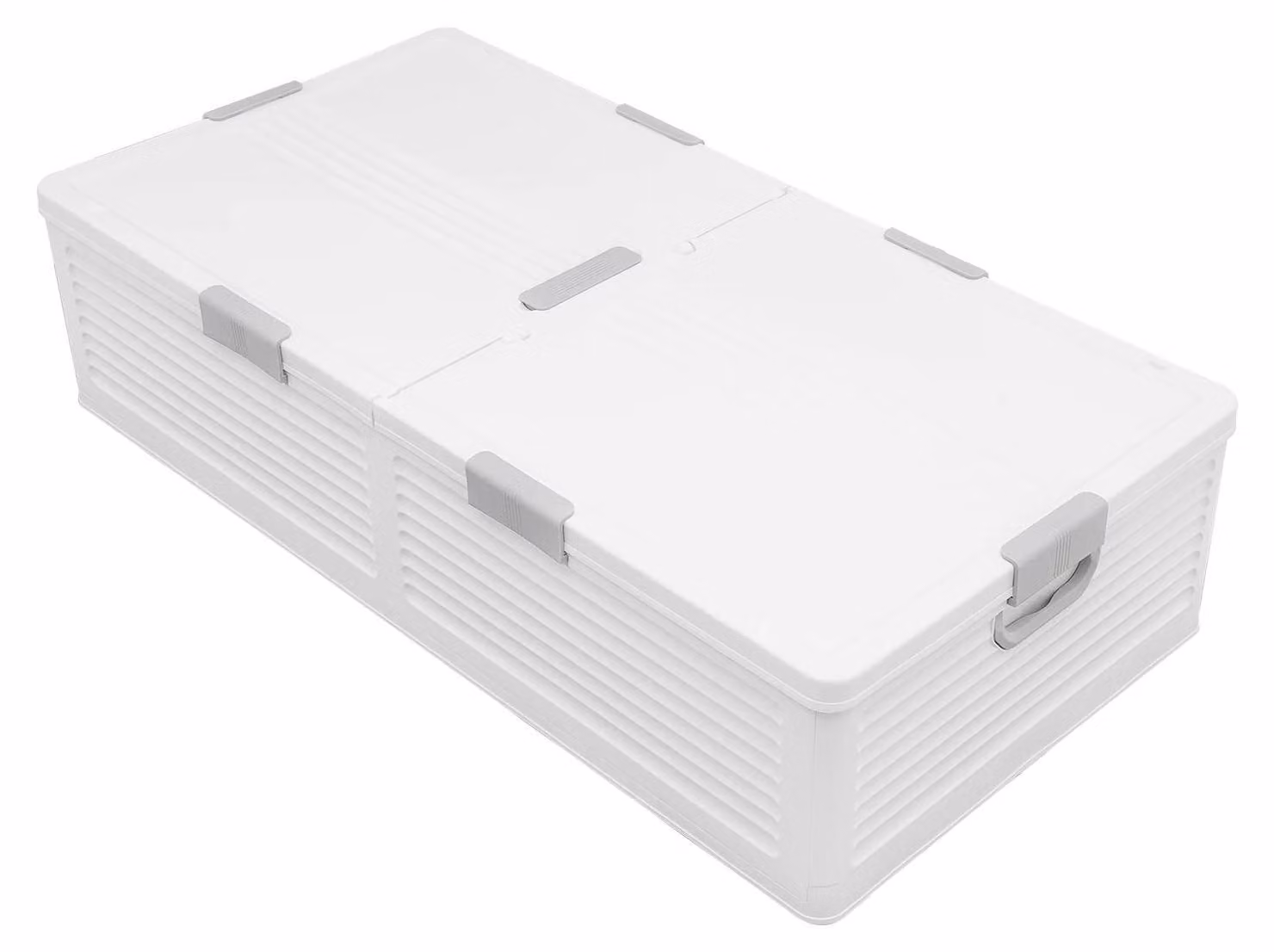 Contenitore pieghevole da riporre sotto il letto - Scatola in PP pieghevole - 101x51x24 cm - Coperchio con doppia apertura - Chiusura con fibbie per indumenti - Bianco
