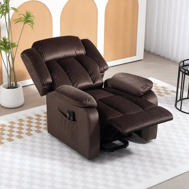 Poltrona relax elettrica 88x95x106 cm con alzata massaggio e riscaldamento in acciaio marrone