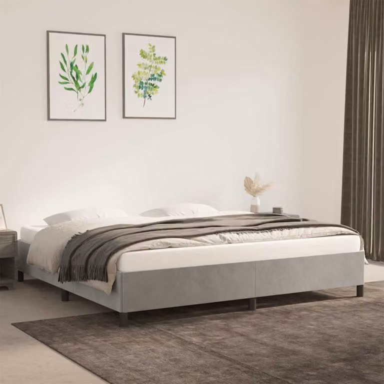 vidaXL Giroletto in Velluto Grigio Chiaro senza Materasso L/P: 200 x 200 cm
