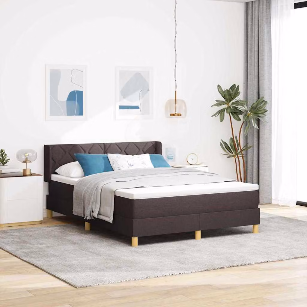 Maison Exclusive - Letto boxspring con testiera marrone scuro 200 x 160 cm in tessuto