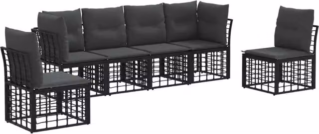 Set di divani da esterno | Set Salotto da Giardino Nero Poliestere