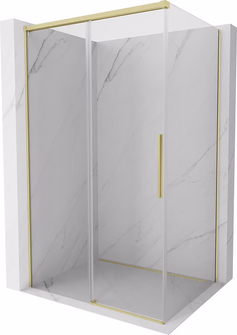 Mexen Rox cabina doccia scorrevole 155 x 75 cm, trasparente, oro spazzolato - 8C2-155-075-55-00