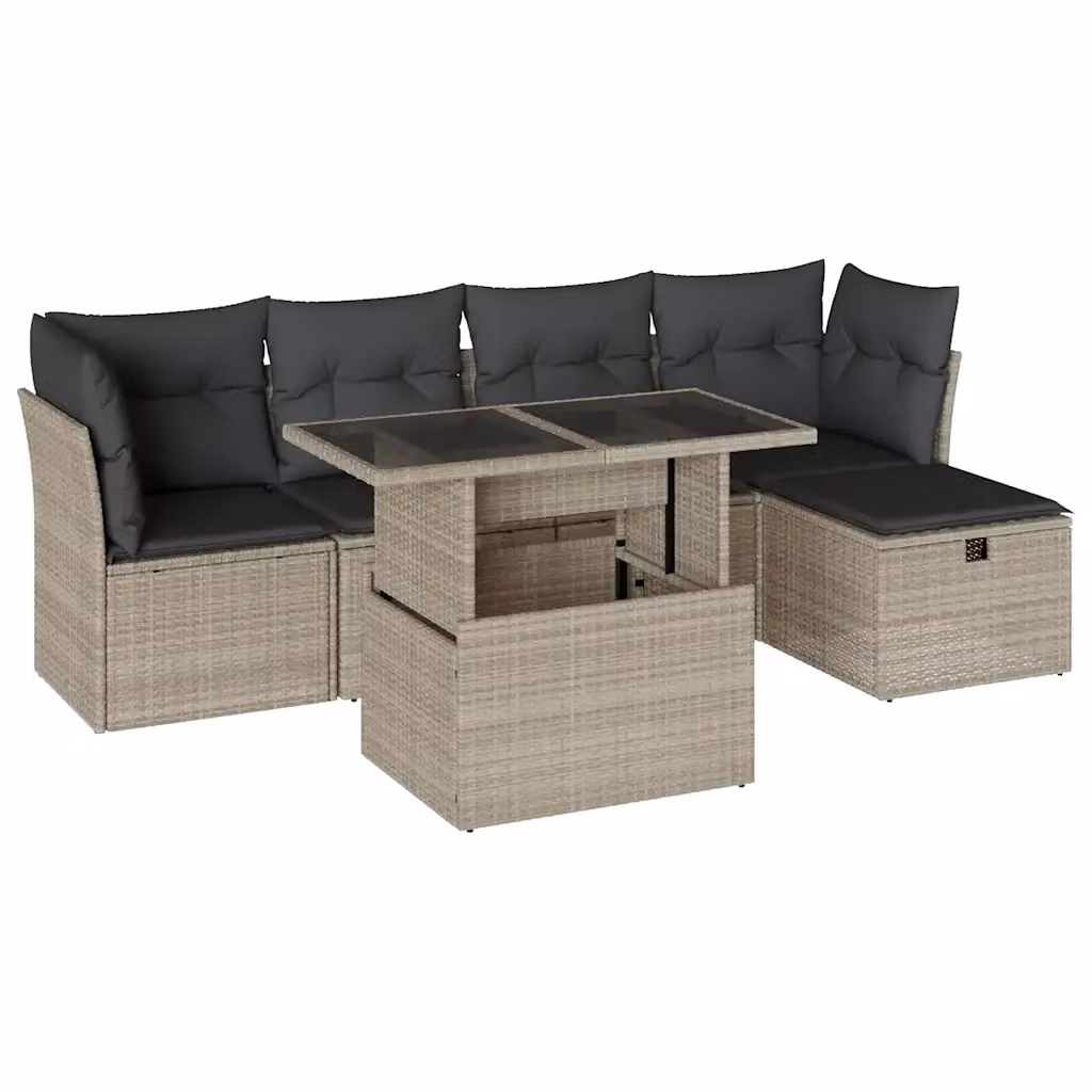 vidaXL Set Divano da Giardino a L con Cuscini Grigio Moderno in Polyrattan e Acciaio – 2
