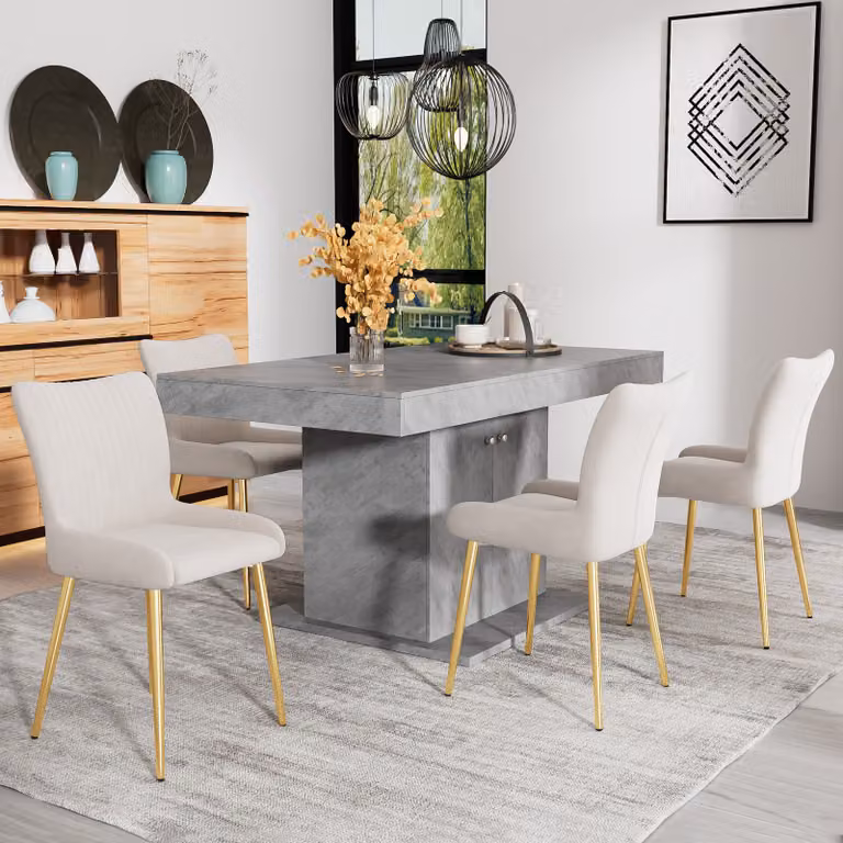 MODFU sedie da sala da pranzo imbottite (set di 4) con gambe di supporto in metallo dorato, sedia da soggiorno sedia da cucina con schienale, sedia da pranzo sedia da cucina per soggiorno camera da letto, beige