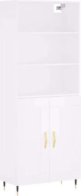 Credenza | Madia | Buffet da pranzo | Armadio da pranzo Bianca 69,5x34x180 cm in Legno Multistrato