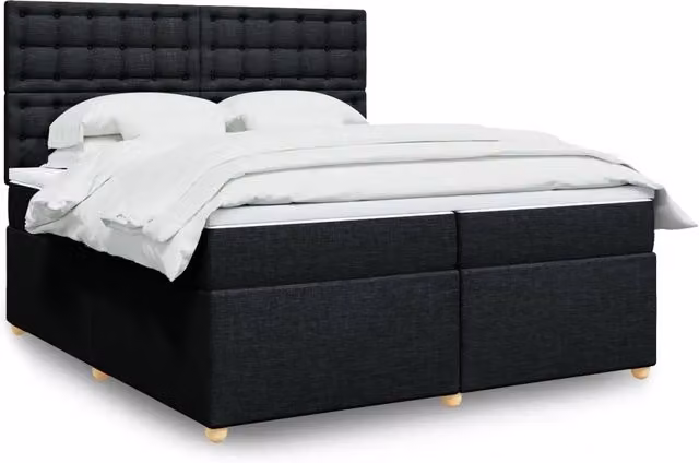 Letto Ibrido vidaXL con Giroletto a Molle e Materasso Nero e Bianco in Tessuto L/P: 200 x 200 cm