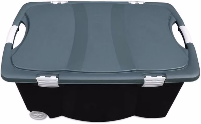 Azomor® Grande contenitore in plastica con rotelle per giardino, giocattoli e altro, 120 litri