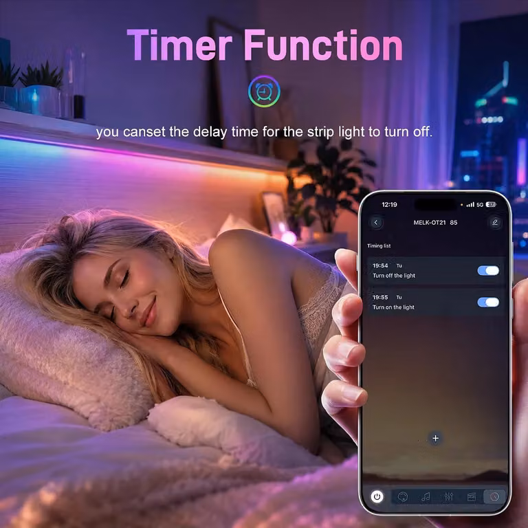Striscia LED RGBIC neon intelligente - Striscia LED - 15 metri - Controllo tramite app e telecomando - Sincronizzazione con la musica - Impermeabile - Senza sfarfallio - Spina EU da 220–240 V