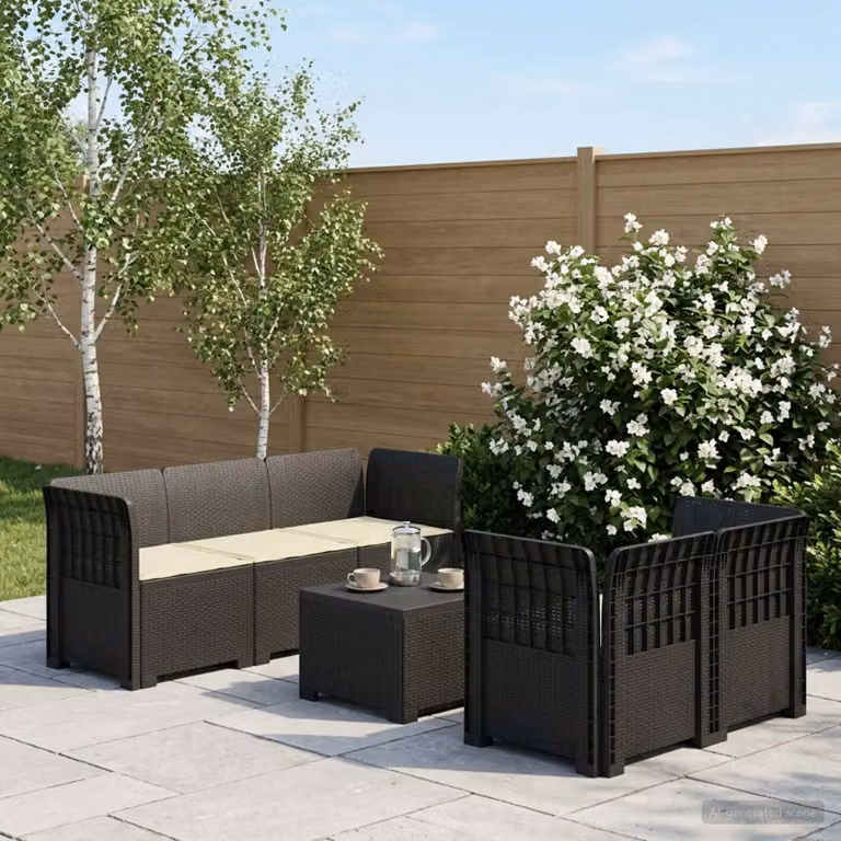 Set da giardino vidaXL a forma di L con 5 posti, stile rattan moderno, con cuscini inclusi e coperture rimovibili, disponibile in antracite, beige o marrone